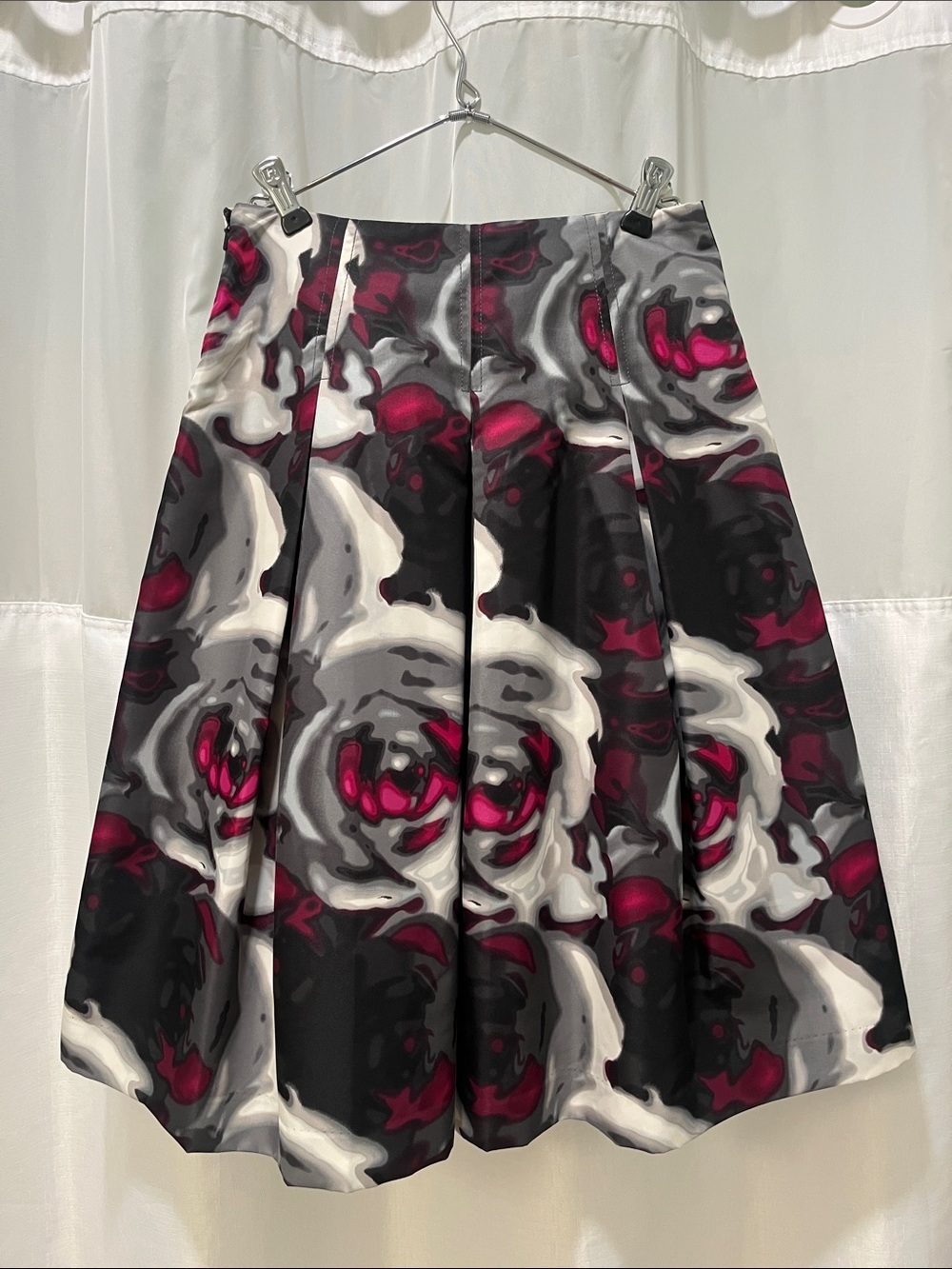 Express Black, Gray & Magenta Floral Circle Skirt